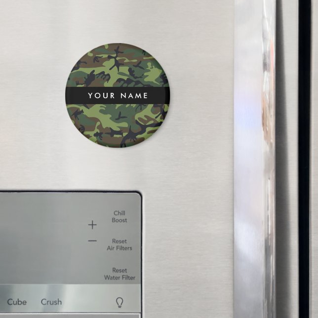 Imã Padrão de Camuflagem Verde, Seu nome, Personalizar (In Situ (Fridge))