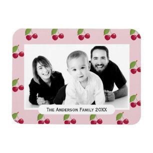 Ímã Padrão de Cereja Rosa Foto Personalizada