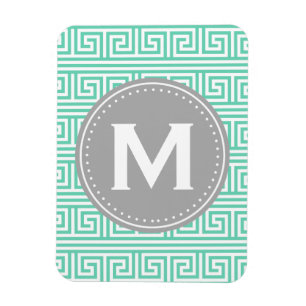 Ímã Padrão de Chave Grega de Moeda Moderna do Monogra