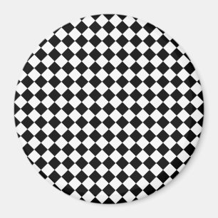 Imã Padrão de Chevon Branco e Preto Sólido, 3 Polegada