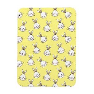 Ímã Padrão de Coelhinho Branco Feliz e Bonito