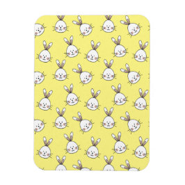 Ímã Padrão de Coelho de Páscoa Branco Feliz Fofo