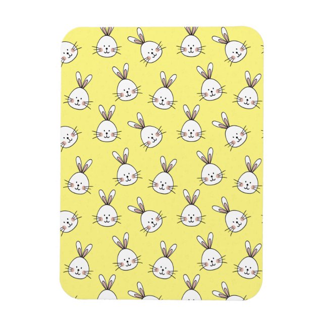 Ímã Padrão de Coelho de Páscoa Branco Feliz Fofo (Vertical)