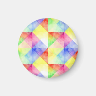 Imã Padrão de Colcha de Diamante Arco-Íris em Aquarela