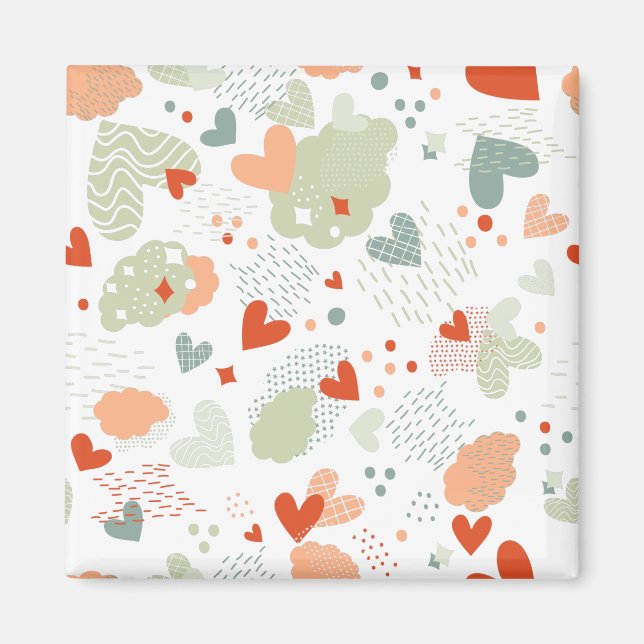 Imã Padrão de corações abstratos (Frente)