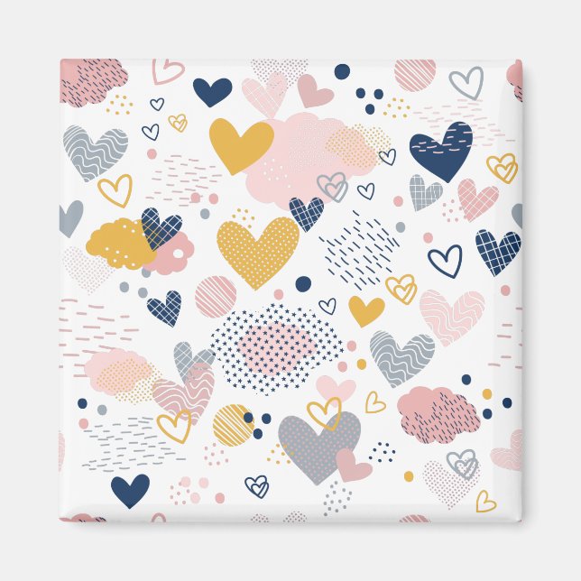 Imã Padrão de corações abstratos (Frente)