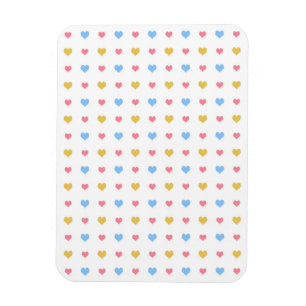 Ímã Padrão de Corações Coloridos Pequenos Rosa Azul Am