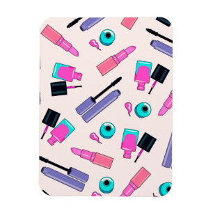 Ímã Padrão de cosméticos de maquiagem rosa e roxo