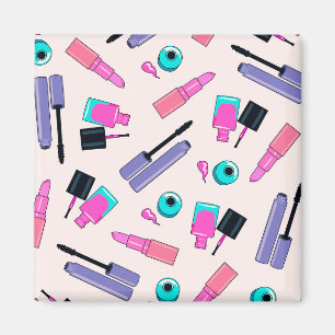 Imã Padrão de cosméticos rosa e roxo