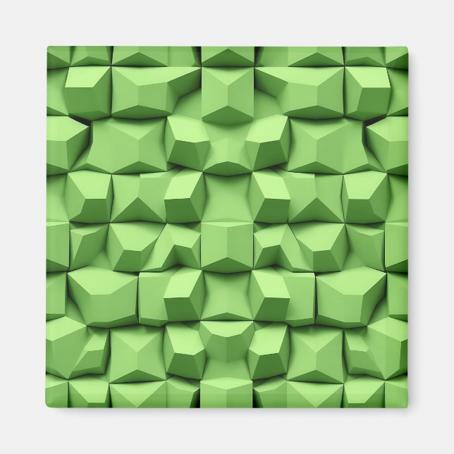 Imã Padrão de Cubo Geométrico 3D em Verde Salvia (Frente)