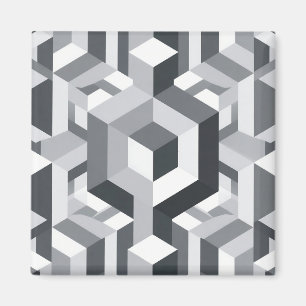 Imã Padrão de Cubo Isométrico Monocromático