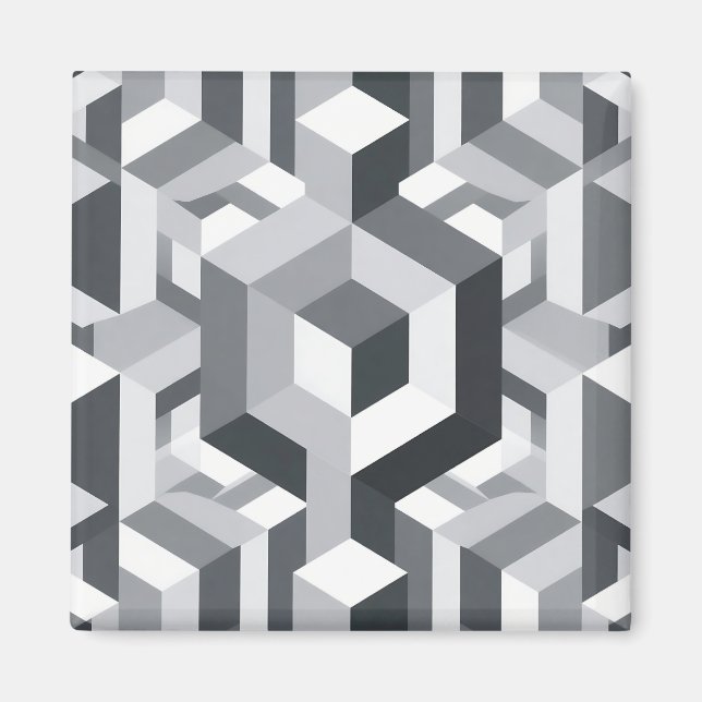 Imã Padrão de Cubo Isométrico Monocromático (Frente)