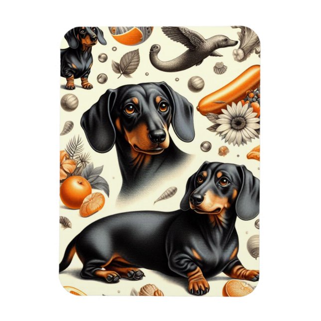 Ímã Padrão de Dachshund Cute (Vertical)