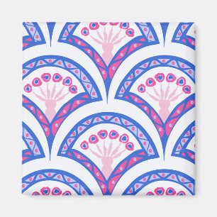 Imã padrão de damasco floral azul