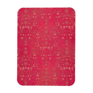 Ímã Padrão de Damasco Floral Rosa Escuro