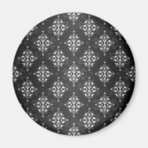 Imã Padrão de Damasco Preto e Branco Fofo