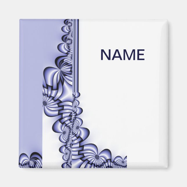 Imã Padrão de Design gráfico - azul branco + texto (Frente)