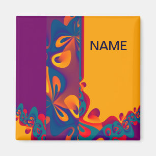 Imã Padrão de Design gráfico - laranja violeta + texto