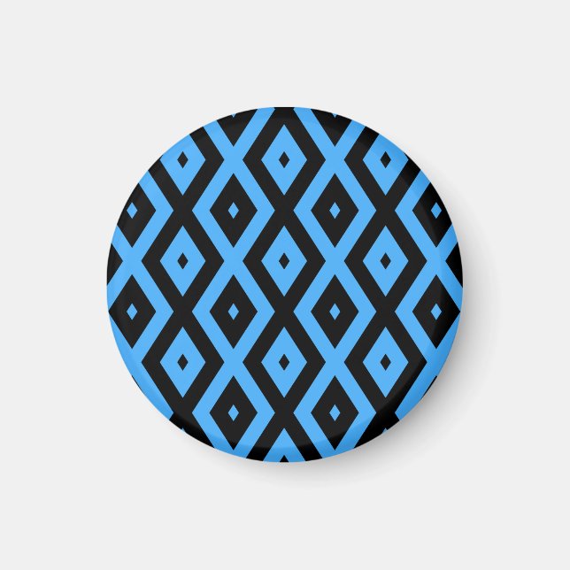 Imã Padrão de diamante azul-céu e preto (Frente)