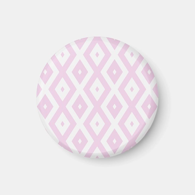Imã Padrão de diamante branco e rosa pálido (Frente)
