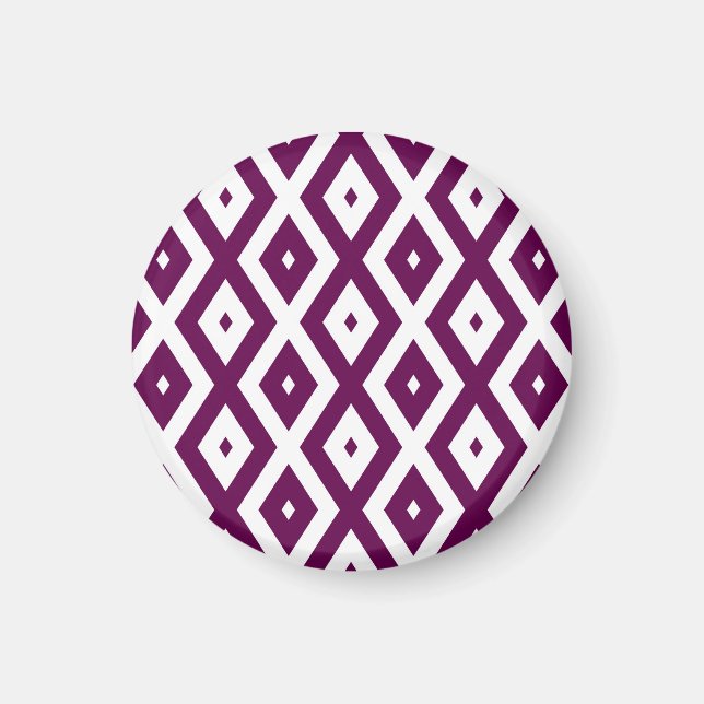 Imã Padrão de diamante branco e roxo de ameixa (Frente)
