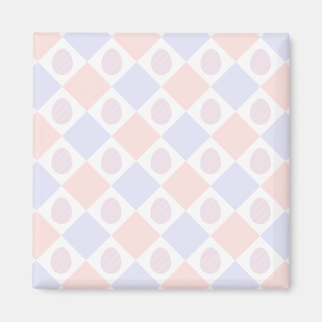 Imã Padrão de Diamante de páscoa com Ovos Decorados (Frente)