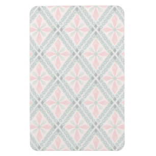 Ímã Padrão de diamante pastel verde e rosa