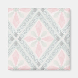 Imã Padrão de diamante pastel verde e rosa