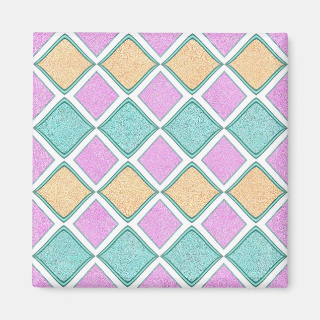 Imã Padrão de Diamante Prisma Harlequim Pastel (Frente)