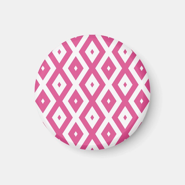 Imã Padrão de diamante rosa e branco (Frente)