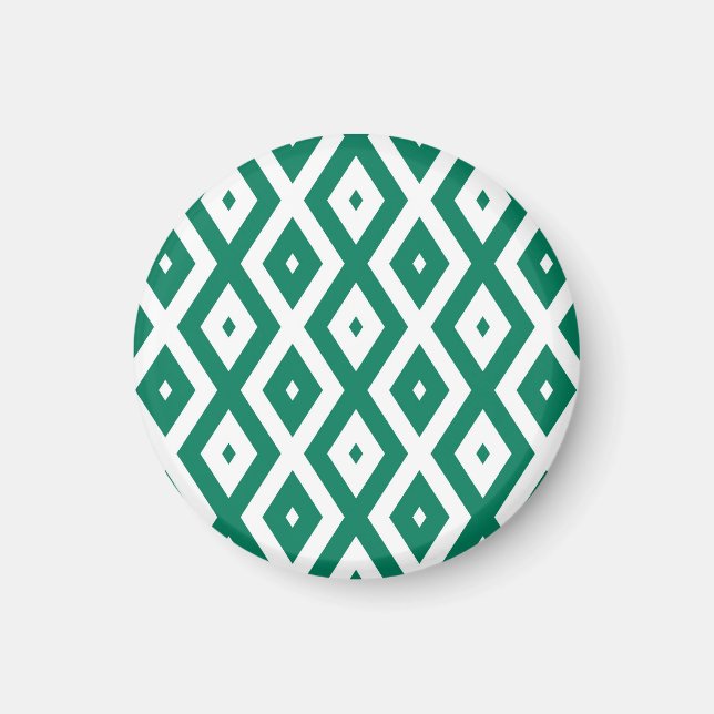 Imã Padrão de diamante verde-florestal e branco (Frente)