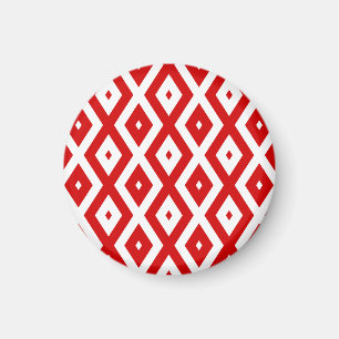 Imã Padrão de diamante vermelho e branco