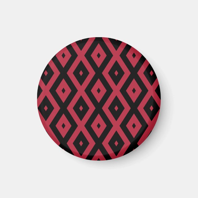 Imã Padrão de diamante vermelho e preto (Frente)