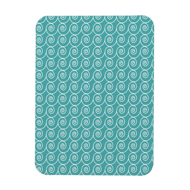 Ímã Padrão de Dica Curlie Aqua e Branco (Vertical)