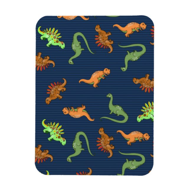 Ímã Padrão de Dinossauros Fofos (Vertical)