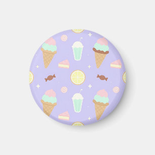 Imã Padrão de Doces Sorvete Kawaii