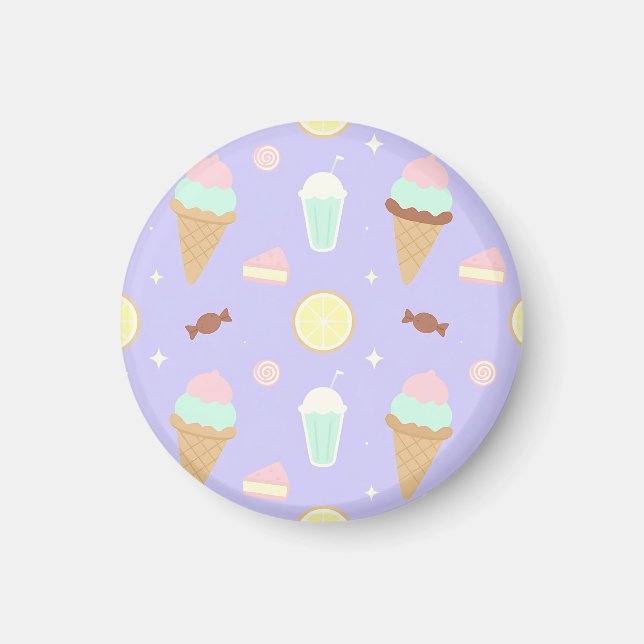 Imã Padrão de Doces Sorvete Kawaii (Frente)
