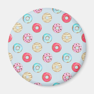 Imã Padrão de Donut Glasé Fofinho Azul Claro