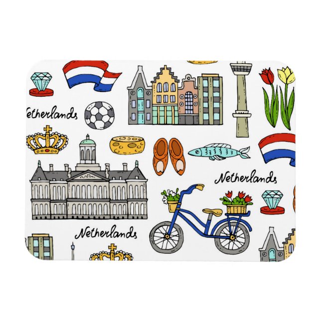 Ímã Padrão de Doodle na Holanda (Horizontal)