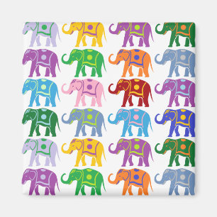 Imã Padrão de Elefantes Decorativos Coloridos