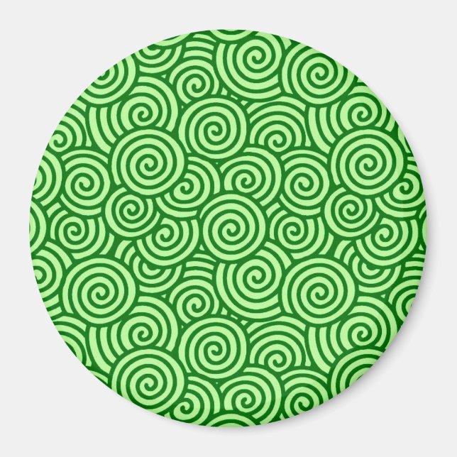 Imã Padrão de espiral japonês - pinheiro e verde limão (Frente)