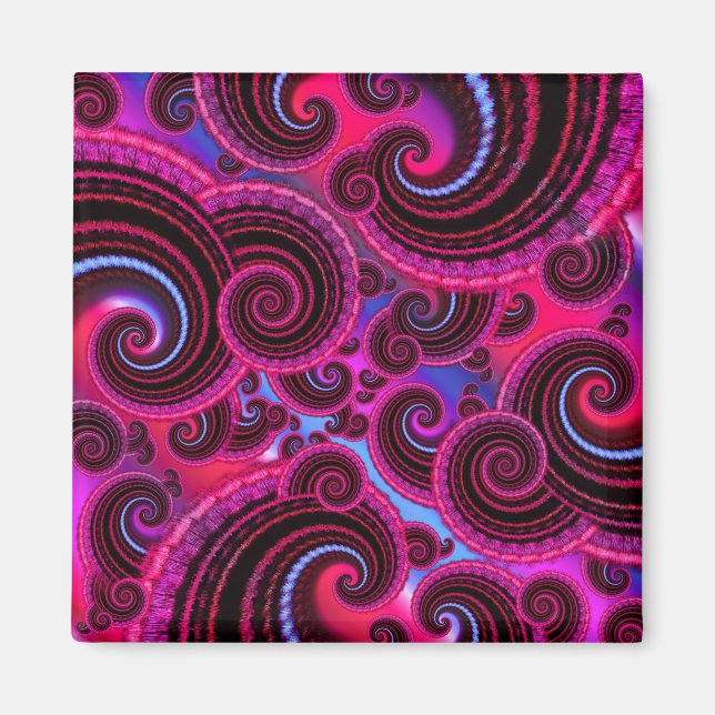 Imã Padrão de espiral rosa e turquesa (Frente)