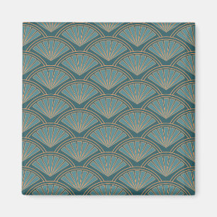 Imã Padrão de estilo Art Deco na cor azul teal