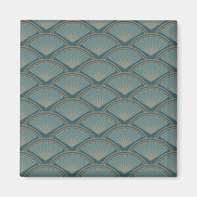 Imã Padrão de estilo Art Deco na cor azul teal (Frente)