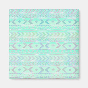 Imã Padrão de Estilo de Arte Azteca em Azul Pastel