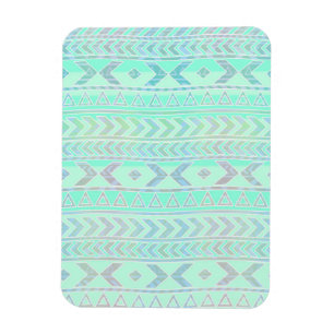 Ímã Padrão de Estilo de Arte Azteca em Azul Pastel