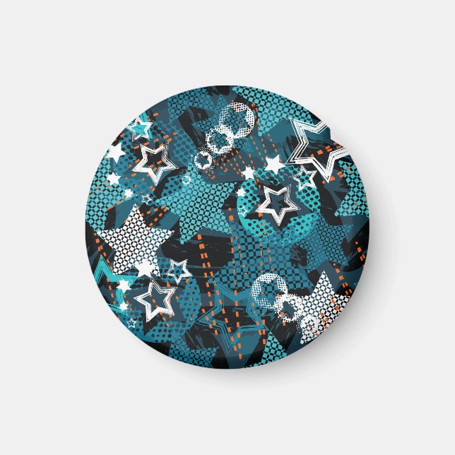 Imã Padrão de estrela Grunge, design infantis brincalh (Frente)