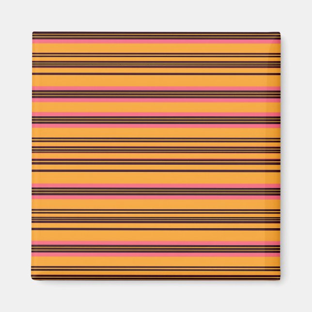 Imã Padrão de Faixa Horizontal Laranja Rosa Ousado (Frente)