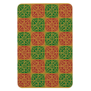 Ímã Padrão de Férias Fleur-de-Lis Verde Vermelho
