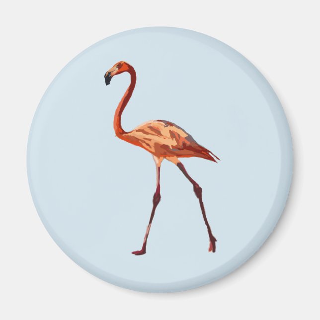 Imã Padrão De Flamingo Rosa, 5,7 Cm De Magneta Redonda (Frente)